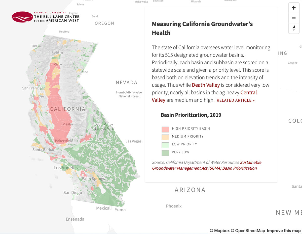 Map of California groundwater basins showing prioritization