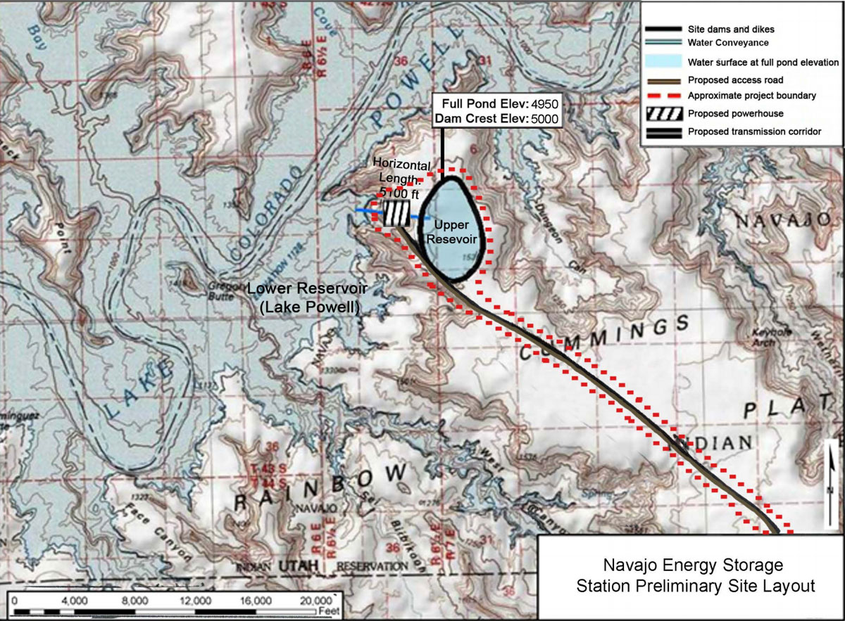 Map from Daybreak Power’s FERC application for its proposed Navajo Energy Storage Station.