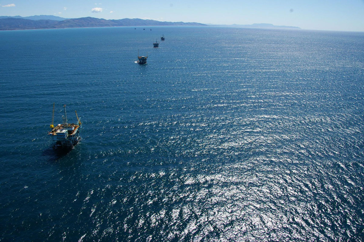 Offshore platforms in the Santa Barbara Channel.  