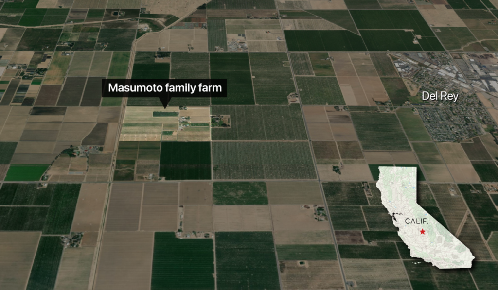 Map: The Masumoto family farm is outside of the San Joaquin Valley town of Del Rey. 