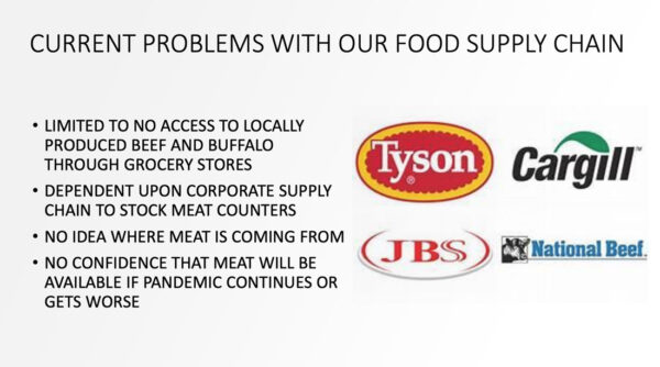 A powerpoint slide from a February 2022 webinar that articulated tribal concerns about food shortages amid calls for food sovereignty. First Nations Development Institute