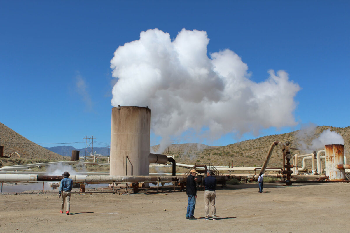 The Coso geothermal field in Inyo County, California has been generating electricity from steam since 1987.