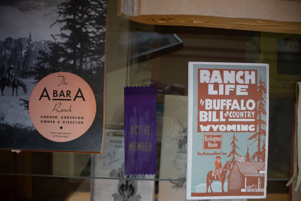 Western ephemera lines the walls and windows of the Dude Ranchers Association’s Heritage and Education Center in Cody, Wyoming.