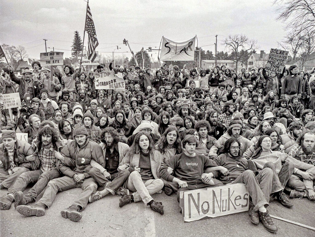 In the summer of 1977, protesters occupied the construction site of the $2 billion Seabrook Nuclear Power Plant in New Hampshire. Photo by Eric Roth