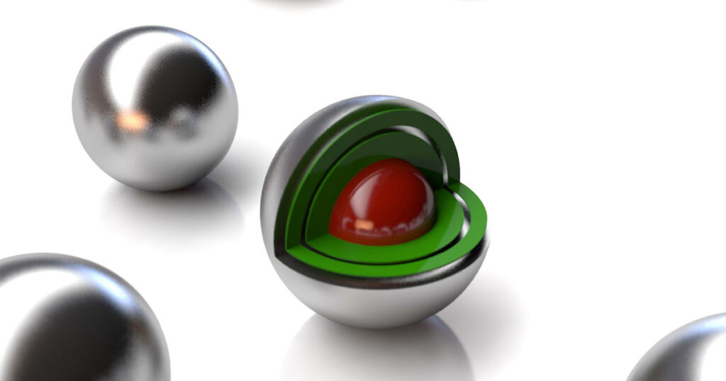 Rendering of a TRISO particle fuel pebble. U.S. Department of Energy
