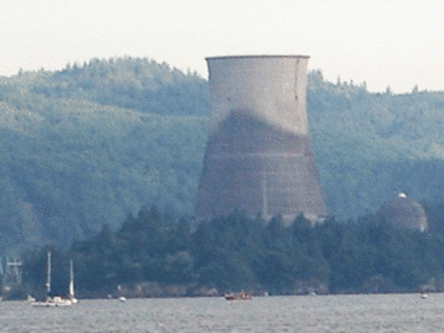 Cooling tower of the Trojan Nuclear Power Plant in northwestern Oregon, as it was imploded in 2006.