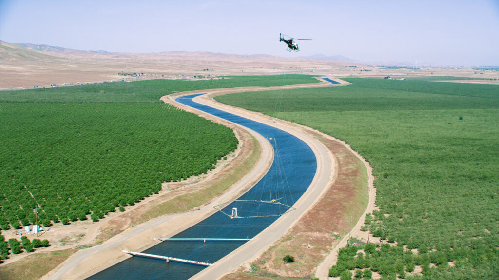 The California Department of Water Resources Statewide Airborne Electromagnetic (AEM) Survey program gathers data about California's groundwater system. This flight is in the Central Valley of California. The information gathered supports the implementation of the Sustainable Groundwater Management Act (SGMA). Photo taken April 05, 2022.

Thomas Miller / Blue Sky Aerials for California Department of Water Resources