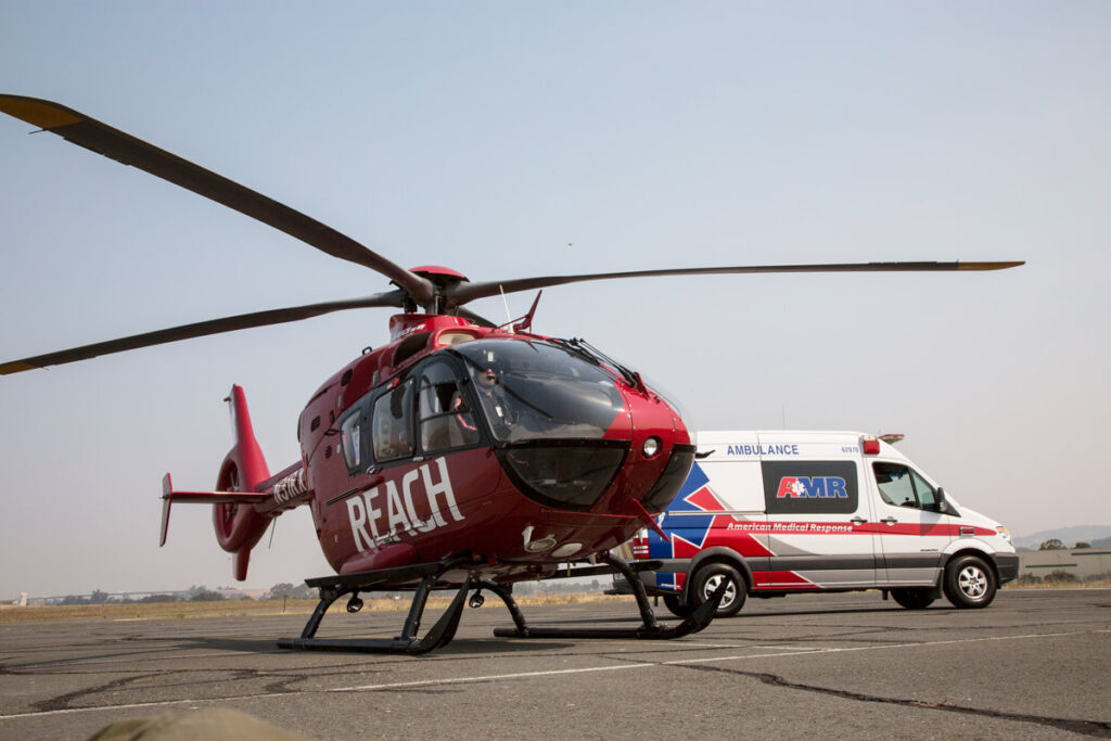 AMR equipment - helicopter and ambulance.