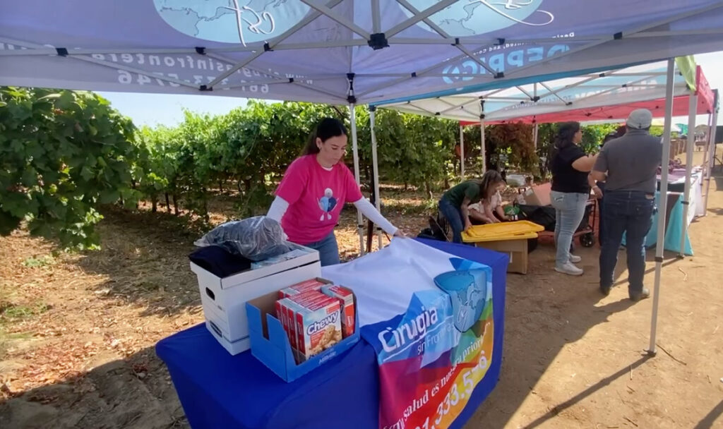 Angela Williams at a pop-up health assistance tent serving farmworkers in Bakersfield. Angela Williams